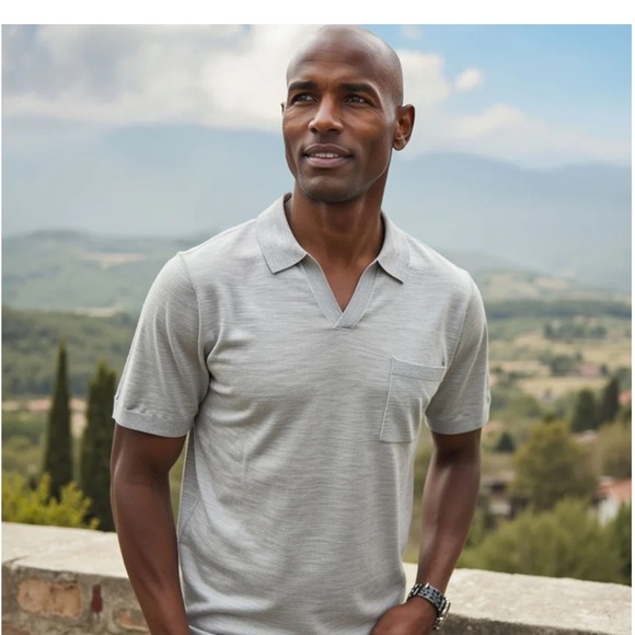 Collars & Co. Other - NEW Collars & Co Gray Bellagio Buttonless Short Sleeve
Merino Polo Extra Large